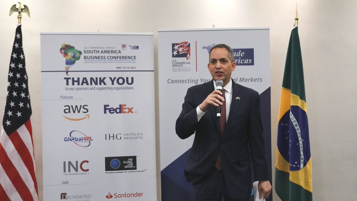 DepSecGraves's tweet photo. Last night, the South America Trade Mission concluded its business conference in São Paulo. Today, mission participants will begin a series of tailored matchmaking engagements in Brazil and 10 other markets across South America to help their businesses expand across the region. https://t.co/h8ryMDhsbo