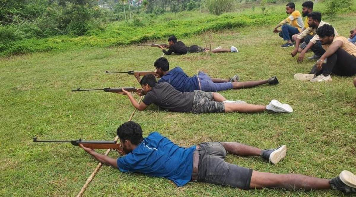 Munnssif's tweet photo. Fascism is a religion in INDIA now . this era in INDIA will be known in history as the era of fascism. 
Just wondering what if an muslim organisation had conduct this sort of arms training every puppet govt agencies would have haressed many muslims youth  #IllegalArmsTraining https://t.co/5dqia5uXHe