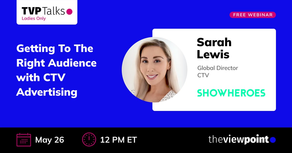 _TheViewPoint_'s tweet photo. Meet our first #TVPTalks speaker, Sarah Lewis, Global Director CTV at @showheroesgroup. Sarah is an exceptional leader in the #advertising industry with 11 years of experience in agency sales, strategy, and partnerships.
π Don't miss out, register now: https://t.co/BiVc7QNKno https://t.co/Vn5BEJjeGe