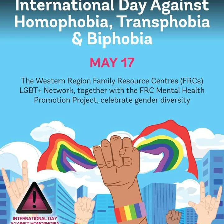 Today May 17th is International Day Against Homophobia, Transphobia &amp; Biphobia and we celebrate Gender Diversity along with all the Western Region FRCs. LGBT Ireland have a confidential helpline for anyone who may . See all the posters for supports #IDAHOT2022 #lgbtqpride #LGBTI