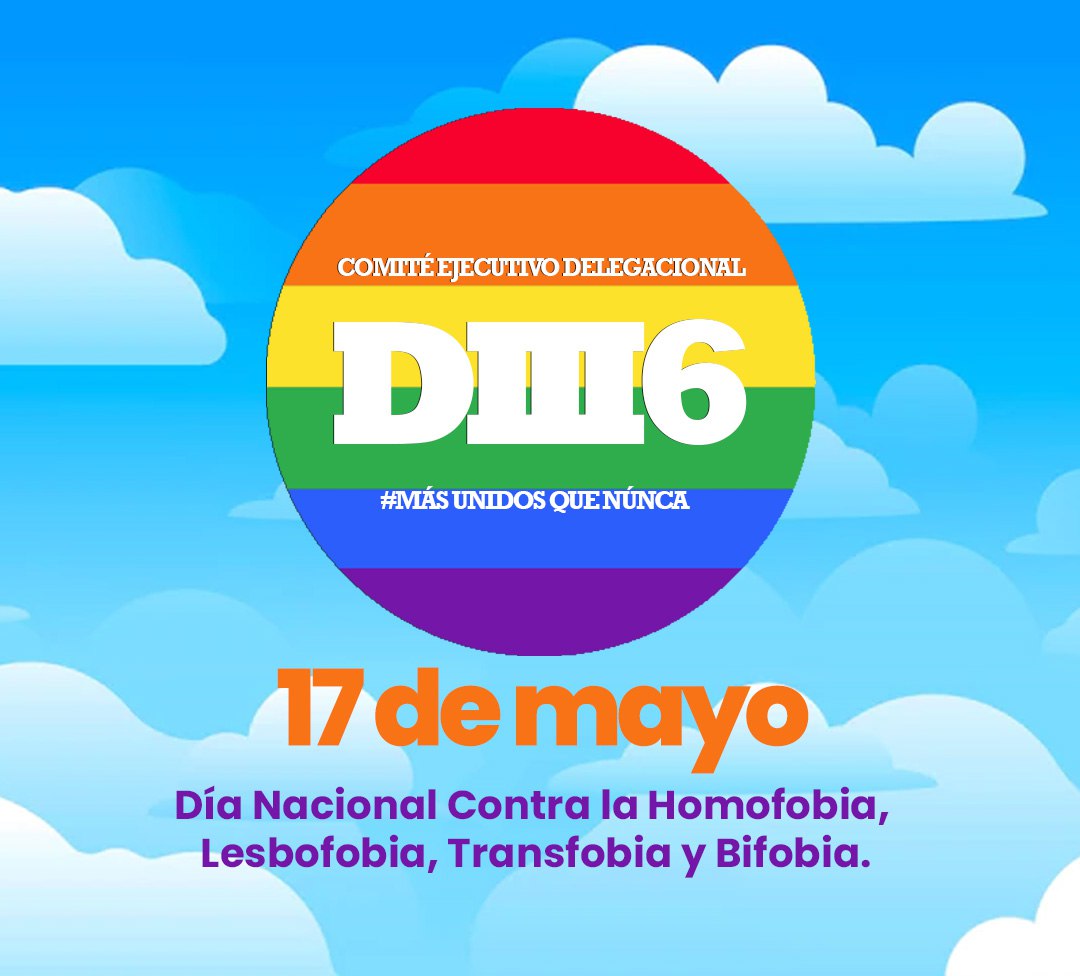 ProfesorMacedo's tweet photo. Los prejuicios y los estigmas solo limitan los derechos humanos.
Hoy 17 de Mayo, Día Nacional contra la Homofobia, Lesbofobia, Transfobia y Bifobia #DIII6 #MásUnidosQueNunca #orgullosamentediii6 #SomosComunidad https://t.co/MAbr89LgAW