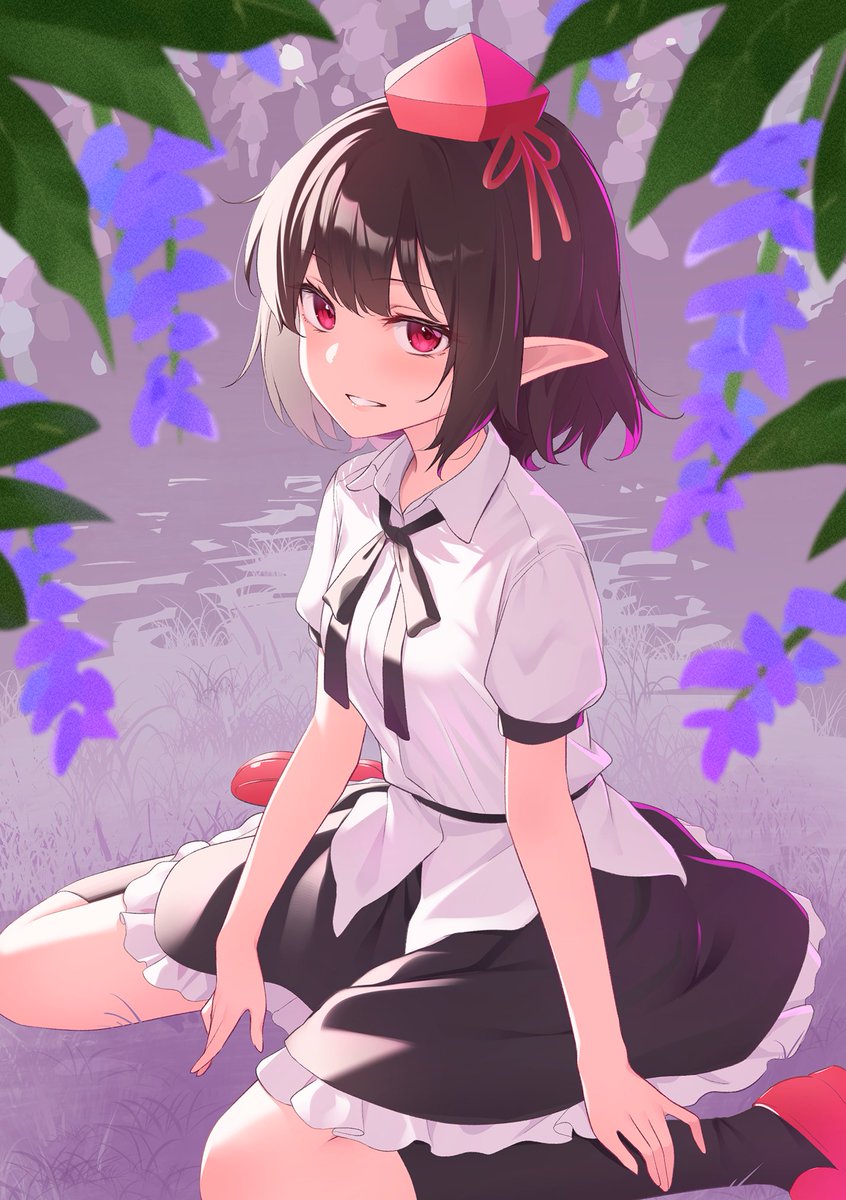 shameimaru aya 1girl solo hat pointy ears tokin hat skirt shirt  illustration images