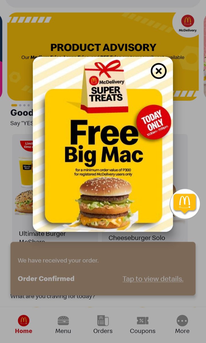 starshuffler's tweet photo. @McDo_PH your free Big Mac is a LIE. I ordered today and no freebie! https://t.co/1cLFX5tpQW