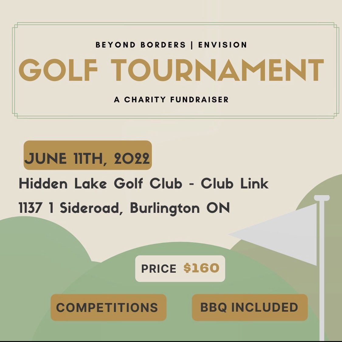 Do you love to golf? Do you love charity? Well I have an AMAZING event for you!! <a href="/beyond_borders1/">Beyond Borders</a> Is holding our annual charity event on June 11th at Hidden lake golf course in Burlington! Make sure you get your tickets before they’re all sold out!! <a href="/MariannMeedWard/">Marianne Meed Ward</a>