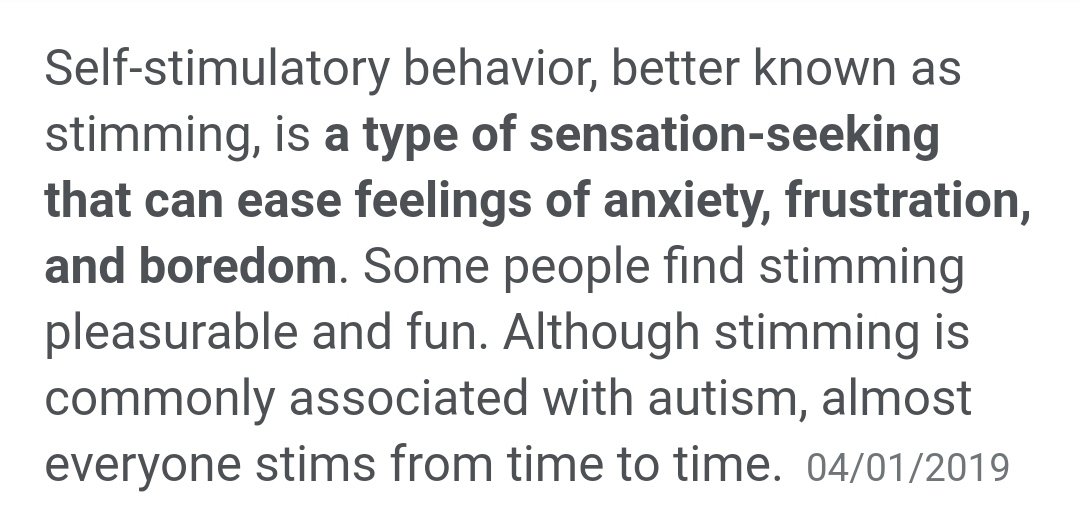 exyfinale's tweet photo. maybe if you all opnened google instead of making fun of people for stimming (or making fun of stimming in general) you'd not say this shit online. https://t.co/6b13dLJNQR