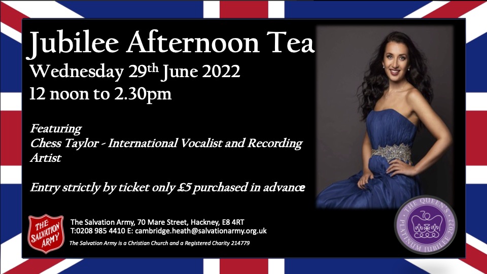 MareStreetSA's tweet photo. Come and join us on Wednesday 29th June for our Jubilee Afternoon Tea and celebration with vocalist @chess_taylor. 
Tickets available now.
To listen to our special guest, visit https://t.co/3foys8XIqS https://t.co/zwv7zMLxQz