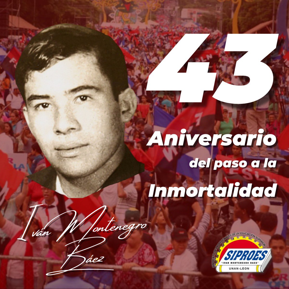 siproesunanleon's tweet photo. Hoy Conmemoramos el 43 Aniv. del paso a la Inmortalidad del Comandante 𝐈𝐯á𝐧 𝐌𝐨𝐧𝐭𝐞𝐧𝐞𝐠𝐫𝐨 𝐁á𝐞𝐳 un Revolucionario Sandinista, luchador de la Patria, el cual en 1979 fue emboscado por más de 2 mil guardias somocista #SIPROESUNANLEON #LeonRevolucion https://t.co/tDsTSjag9n