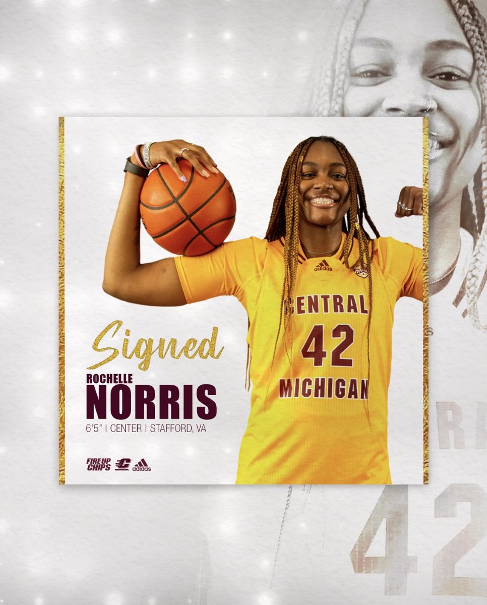 CMUWBBall's tweet photo. We are very excited to introduce Rochelle Norris to our Chippewa Family!!💛❤️ Help us welcome her to CMU!! 🔥⬆️ https://t.co/N2ZJEQlvX2
