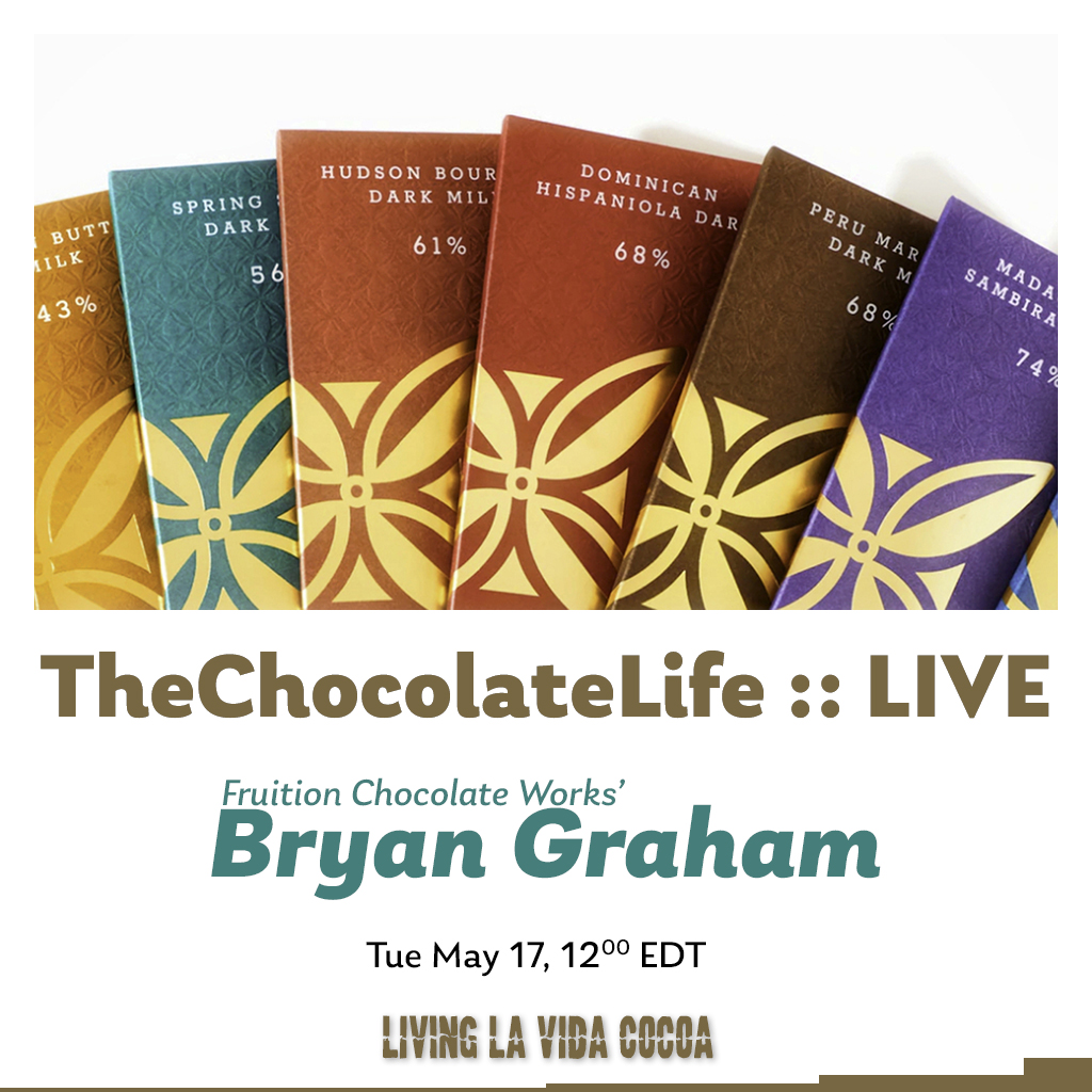 DiscoverChoc's tweet photo. Join #TheChocolateLifeLIVE today from noon EDT for my conversation with Bryan Graham of Fruition #Chocolate Works @TasteFruition. Also on the agenda is a #tasting of bars and a #panned item.
All the details:
https://t.co/cAS4wDkCyQ
#cocoa #cacao #cacau
#WhoDoYouLove https://t.co/BKdWSoK0pr