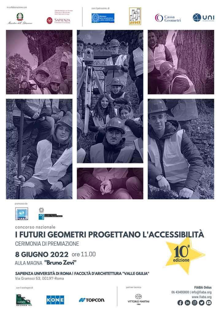 FiabaOnlus's tweet photo. Ecco la locandina per la premiazione della decima edizione del concorso nazionale "I futuri geometri progettano l'accessibilità"‼️
Nei prossimi giorni vi sveleremo le scuole vincitrici di questa edizione.
#premiazione #futurigeometri #FG10 https://t.co/a4gFRhwSk7
