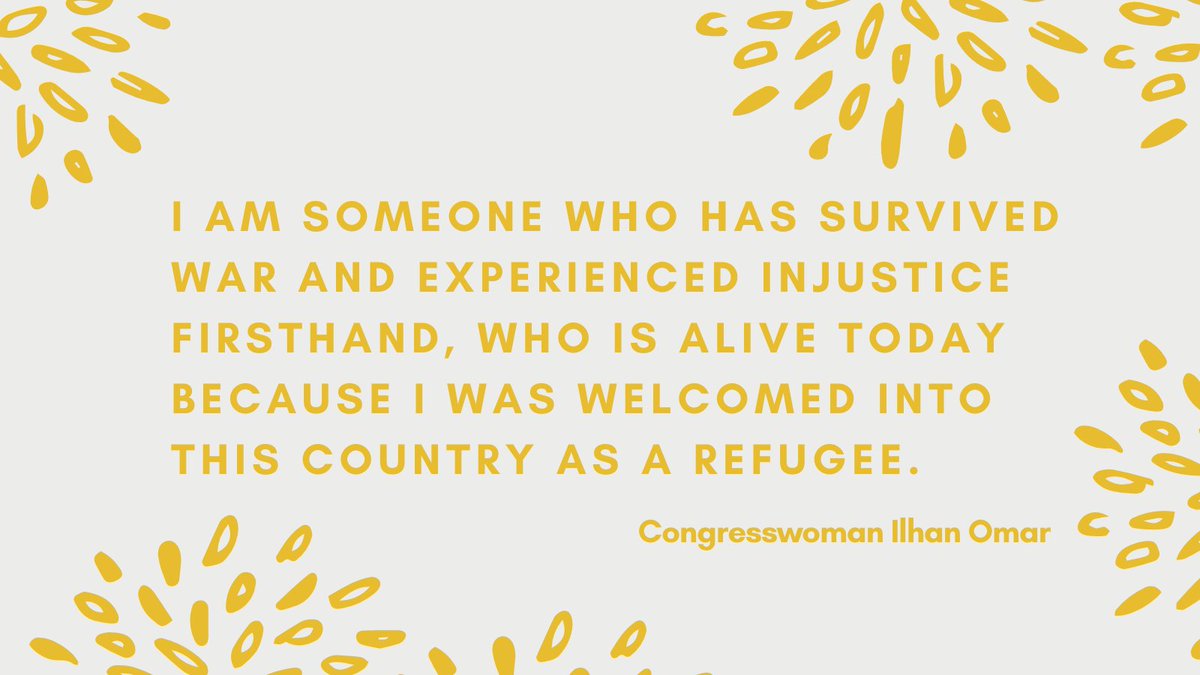 VoiceforRefuge's tweet photo. "I am someone who has survived war and experienced injustice firsthand, who is alive today because I was welcomed into this country as a refugee." - @IlhanMN 

We must rebuild a robust resettlement program and commit to welcome those seeking safety. #RestoreWelcome https://t.co/8RSohmttB4