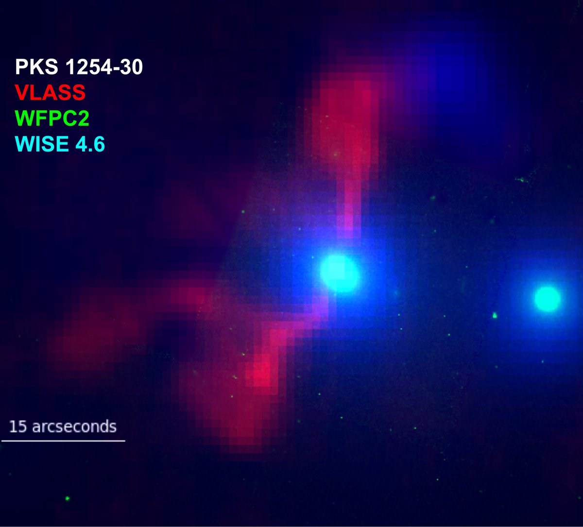 VizAstro's tweet photo. PKS1254-30 from @TheNRAO #VLA sky survey #VLASS. At a distance of 796 million light years away, in this #galaxy image green and blue are from #Hubble WFPC2 and #WISE 4.6 microns. Red:extended radio emission at 2-4 GHz
#astronomy #science #Space 📡📡 #universe #Telescopes #STEM https://t.co/eBWNSIb63v