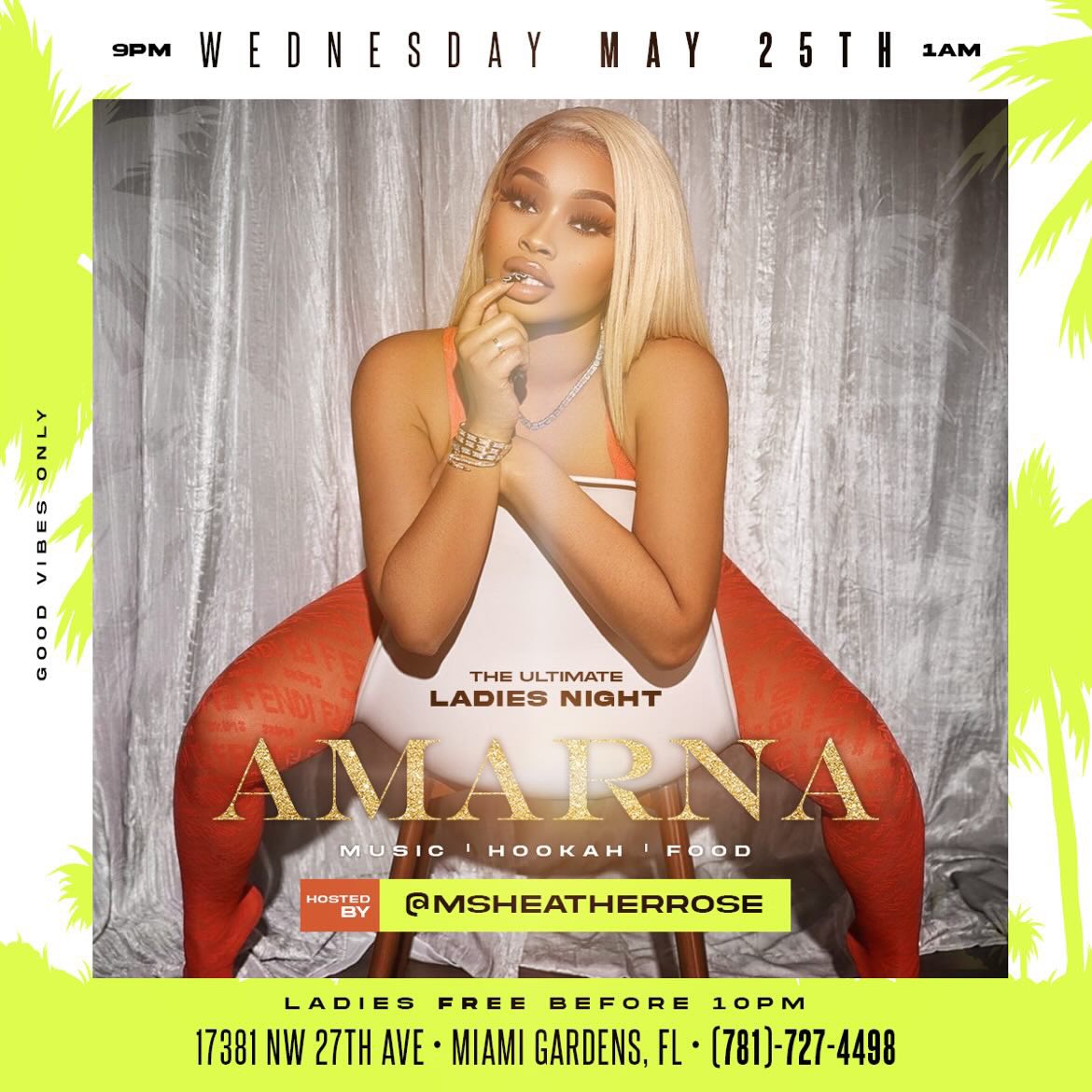 StashTV's tweet image. AMARNA Good Vibes Only Wednesday May 25th‼️ Hosted by Heather Rose👯‍♀️ 9pm - 1am early arrival suggested #GVO