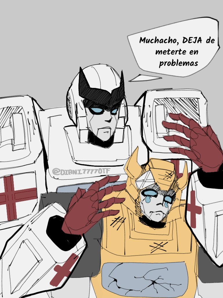 Diani77770TF's tweet photo. Hace muchísimo tiempo, cuando recién comencé a subir mis primeros dibujos, hice un mini comic de Ratchet curando a Bumblebee, decidí recrear ese dibujo al estilo mejorado que tengo actualmente. ¡nuevo dibujo!
#transformers #Ratchet #Bumblebee Dale amor ;) https://t.co/E0uCBRZl4h