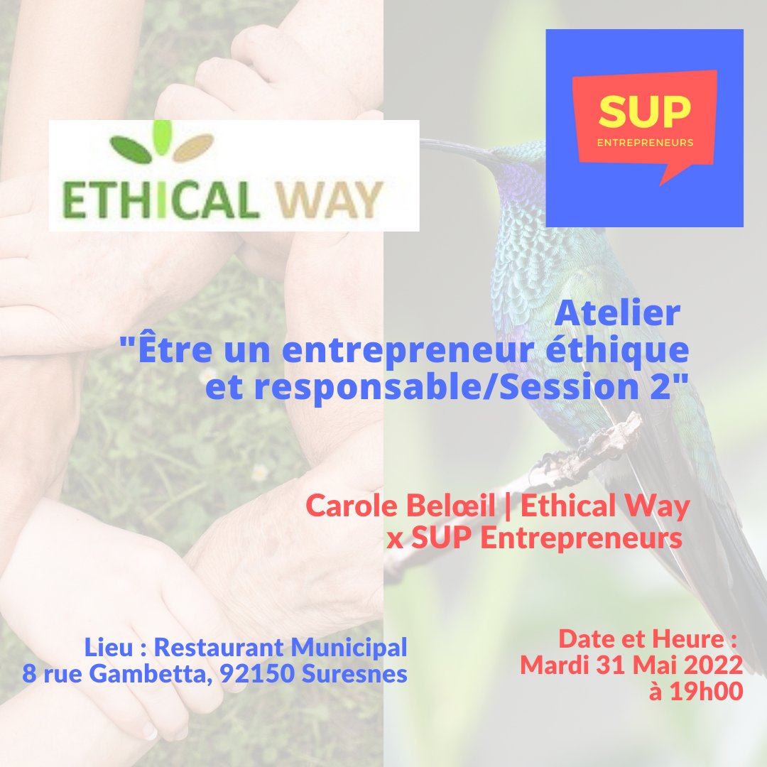 SUPEntreps's tweet photo. 📯 Atelier : Etre un entrepreneur éthique et responsable - Session 2 - https://t.co/kU72JOJbJT https://t.co/kKq0kwYZtJ