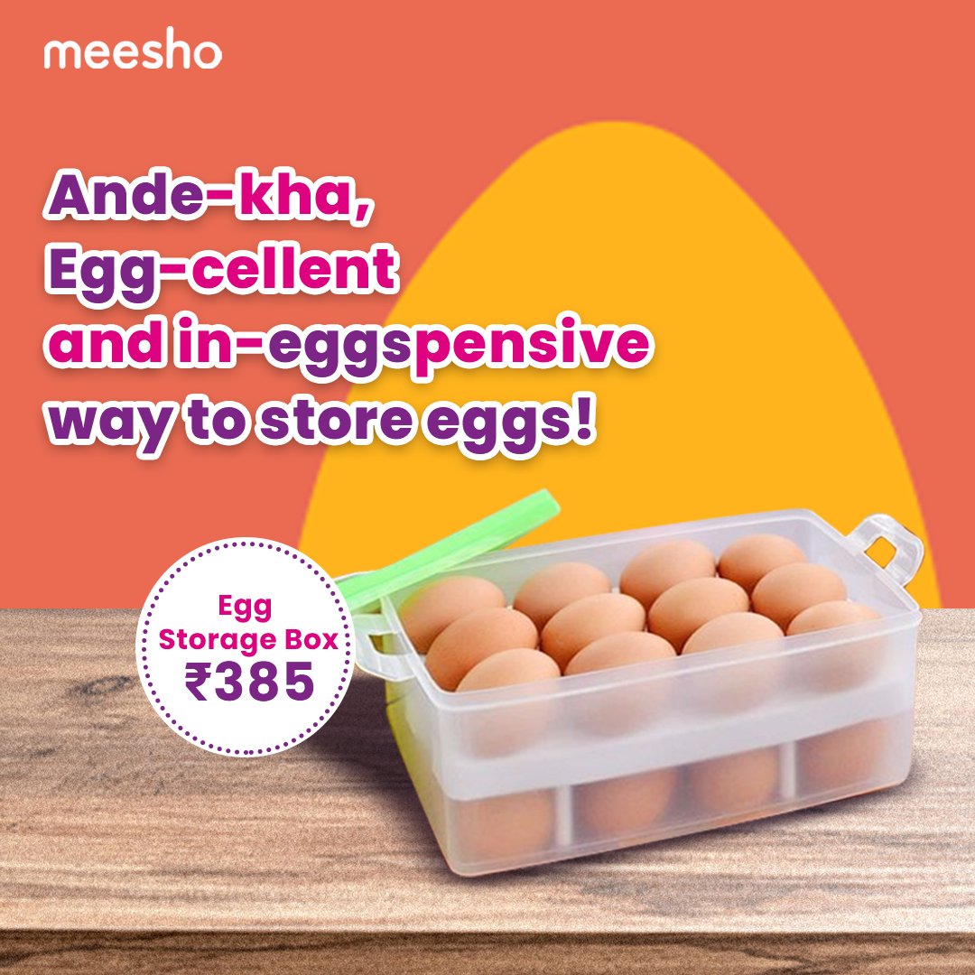Meesho_Official's tweet photo. Find ande-khe products aur ansune prices 😜, only on #Meesho!
#MeeshoApp #RareFinds #ArreyWaahMeesho #AndekheProductsAnsunePrices #EggStorageBox #LowestPrices #ShopOnMeesho #DownloadTheAppNow https://t.co/8fFSGJwpKN