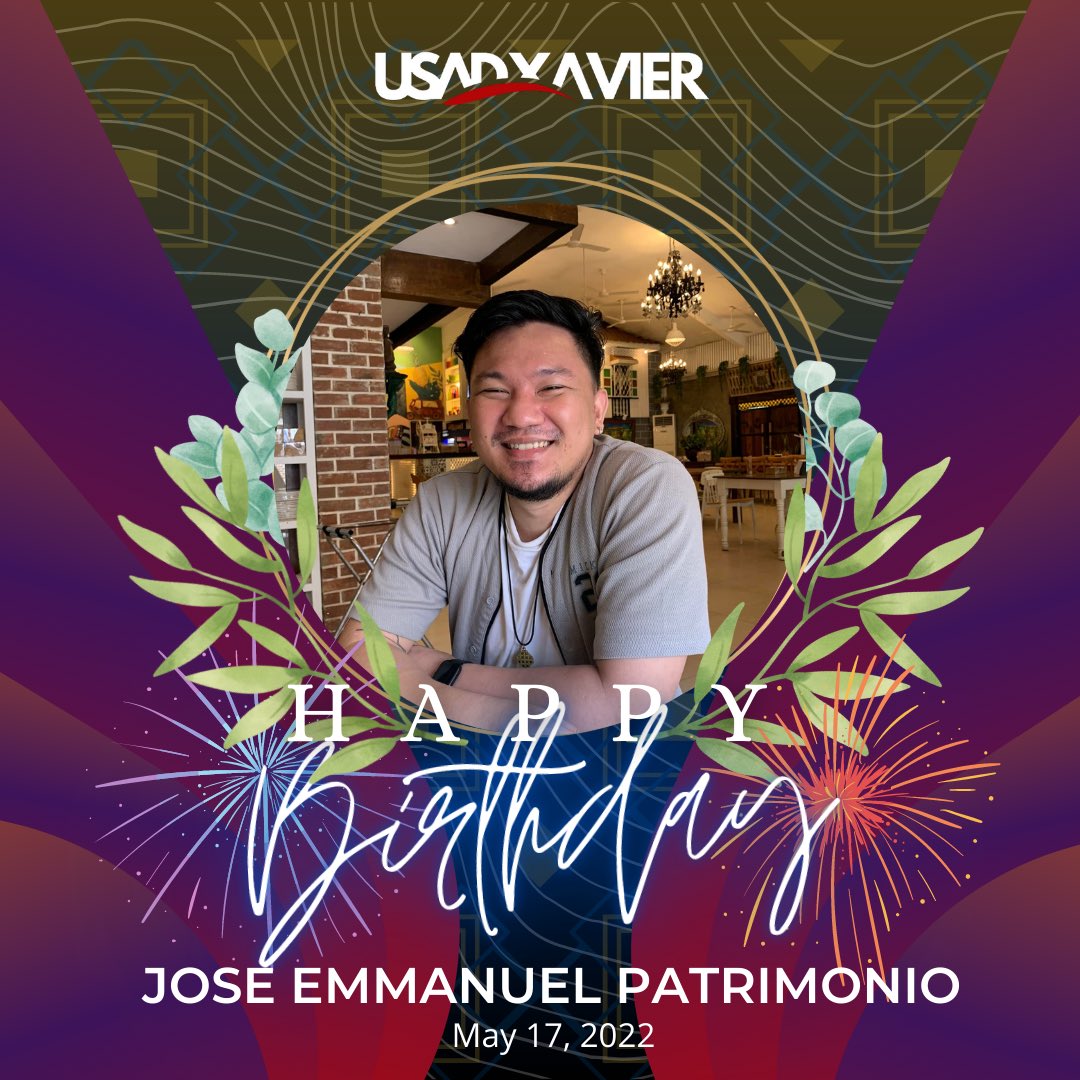 USADXavier's tweet photo. USAD-Xavier would like to greet Jose Emmanuel Patrimonio a HAPPY BIRTHDAY! May you not only have a prosperous year ahead but also, a year filled with grit and MAGIS in your spirit.
Reign with pride! Happy Birthday!
Love from the Union to you!
#USADXavier #LabanUSAD #EatCake https://t.co/5of8GVwhNz