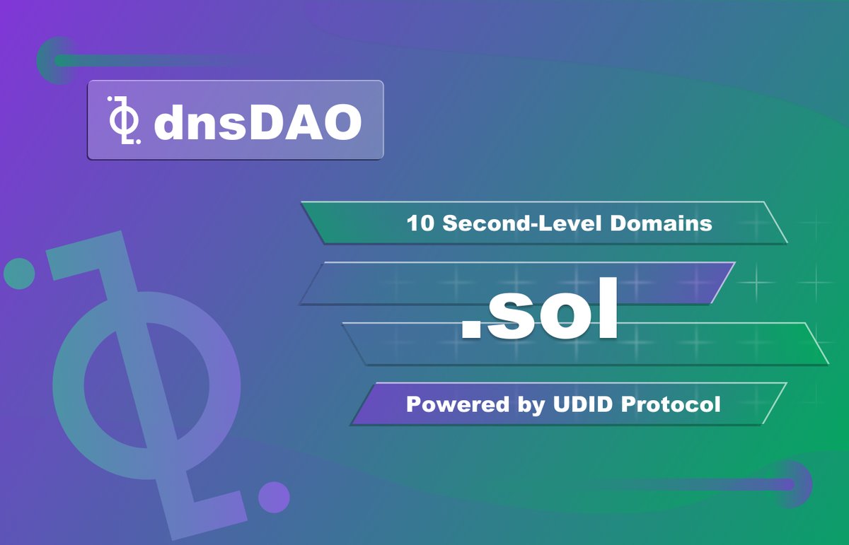 dnsDAO's tweet photo. What @udid_official Protocol provides is a cross-chain domain tool! We'll airdrop 10 .sol second-level domain names as soon as it is launched! 

✅ Follow @dnsDAO 
✅ RT + Like🤍
✅ Leave $SOL Address

🎉 10 Winners Randomly!

#SolanaGiveaway #SolanaGiveaways #SolanaNFT #NFTdrop https://t.co/AQZ5NoA7ew