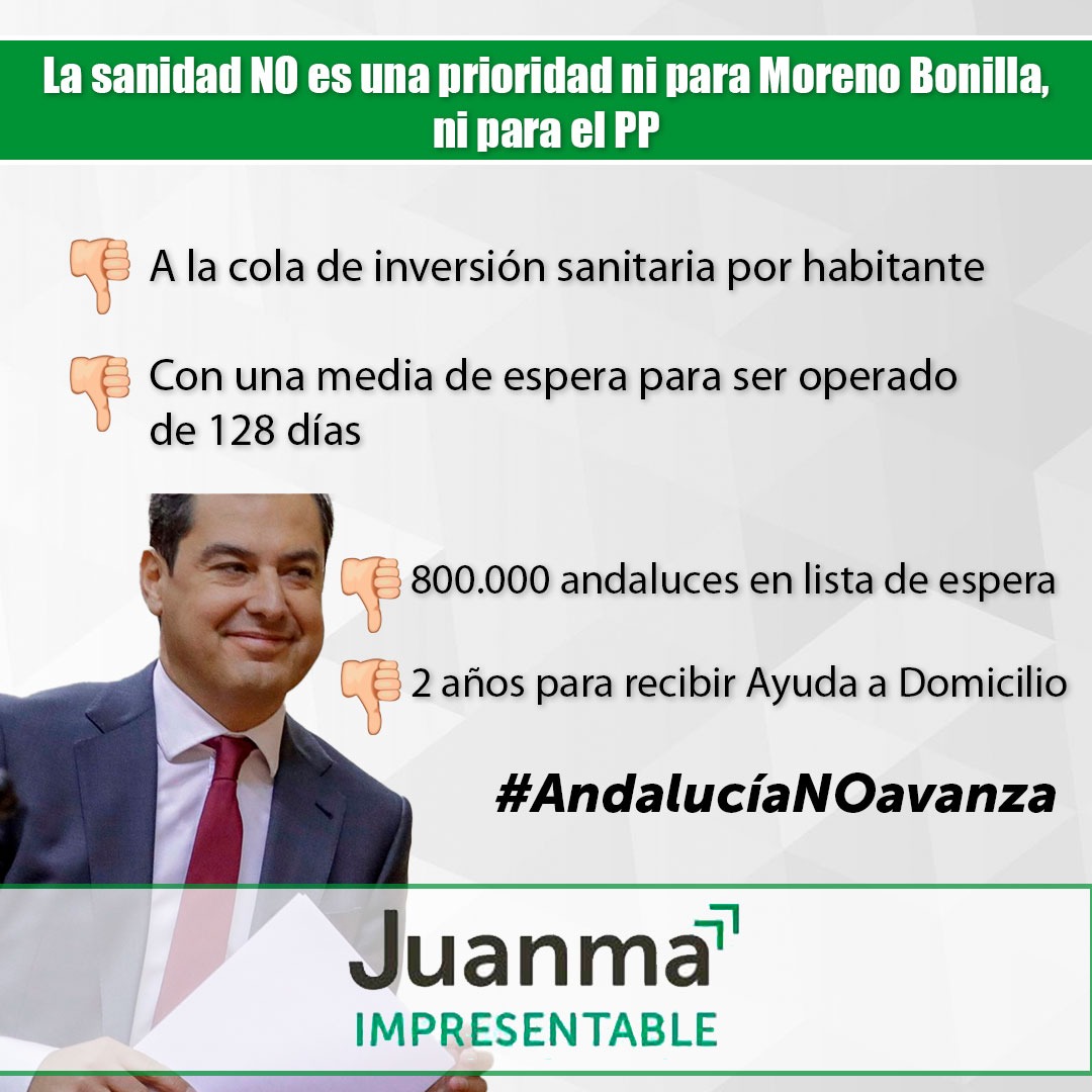 Jsa_AlmeriaCep's tweet photo. 🚨🚨 La #SanidadPública NO es una prioridad ni para Moreno Bonilla, ni para el PP de Andalucía ‼️

#JuanmaImpresentable
#AndalucíaNOAvanza

⬇️ Frente a falsas palabras, datos ⬇️ https://t.co/bm1Qdd0Dhk