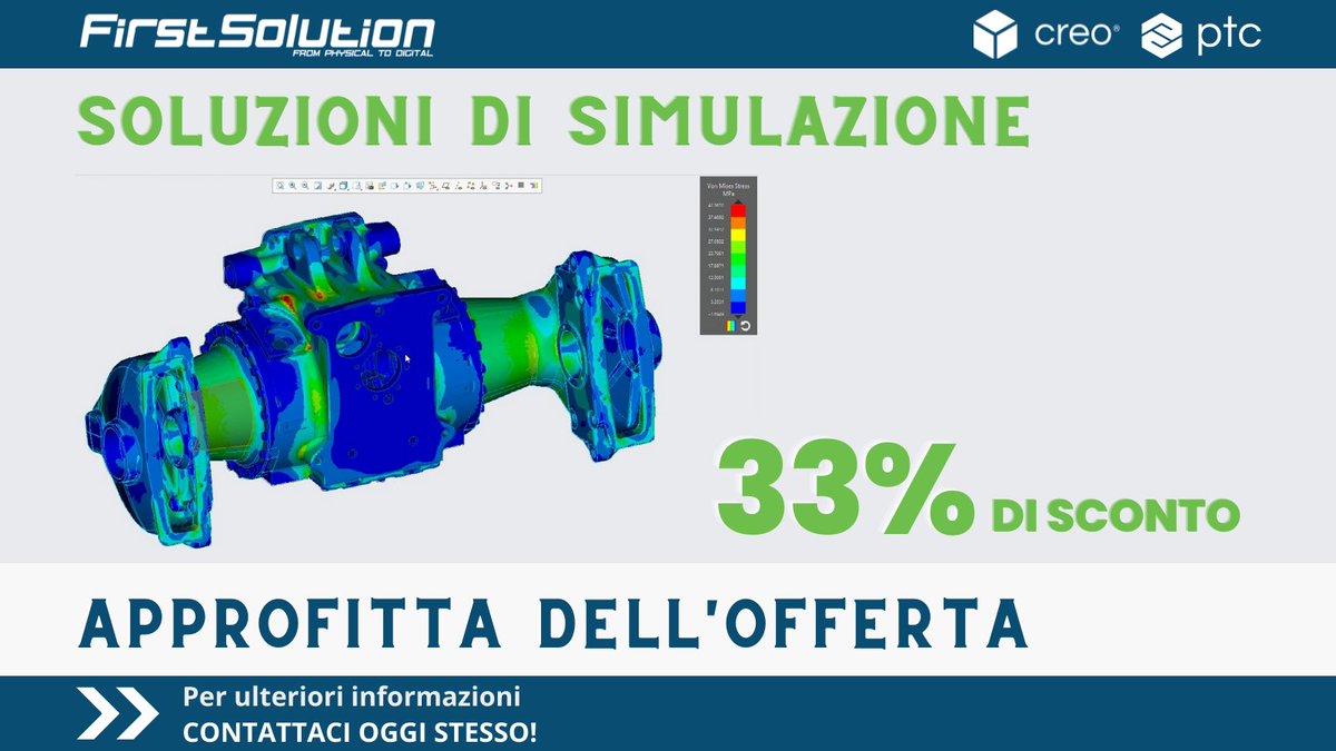 _FirstSolution_'s tweet image. 🔔Approfitta dell&apos;offerta: sconto del 33% sul portfolio di soluzioni di Simulazione di CREO🔔
Offerta valida fino al 30 giungo!
Contattaci: 👉🏼 lnkd.in/dXrnYAW2
#PTC #FirstSolution #CREO #simulation #Simulazione