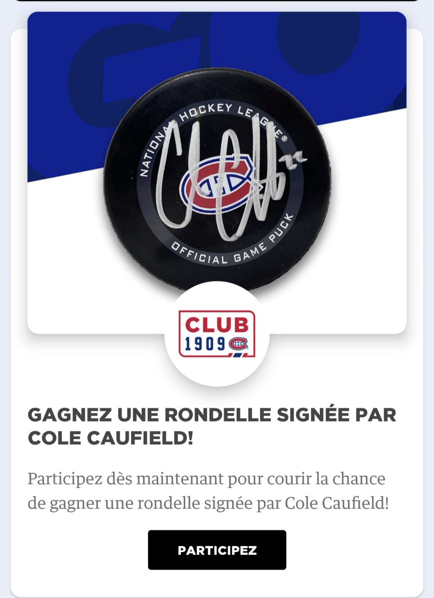 maxx_habs's tweet photo. Quand tu attends une rondelle signée de Cole Caufield du club 1909 depuis novembre 2021 et qu'ils en mettent une à gagner! 🤦‍♂️ @CanadiensMTL #shouldBeMine https://t.co/gFW1gDSHQG