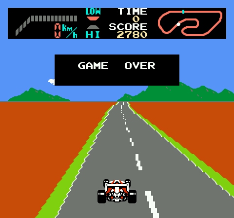 次郎丸 今日のモーニングゲームはfcの F1レース Fc発売初期のゲームで容量が少ないのでbgm無しで荒野を走るゲームになっています 笑 敵車に当たれば即爆発 難易度3ではミスせず走ってタイムギリギリでクリアできるようですが 当時誰も出来ませんで
