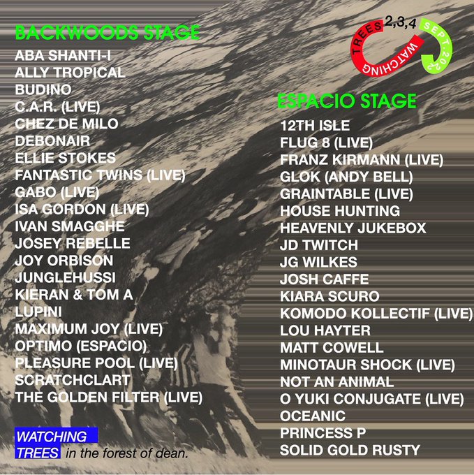 bytes93's tweet photo. Bytes fully represented at this amazing new festival #WatchingTrees in September, organised by @JDTwitch... GLOK @Andybebop, @FranzKirmann and @minotaurshock all appearing, along with @ransomnoted label mates Flug 8, C.A.R. and Graintable. Tickets: https://t.co/lwqbYxVNpR https://t.co/SpZ0OXwIY7