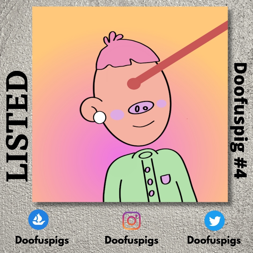 doofuspigs's tweet photo. ☀️Doofuspig #4☀️ 

#Doofuspigs #USA #NEW #NFTartists #UK #NFTCollector #investor #DoodleWorld #NFTdrop #PolygonNFT #NFTshills #DeFi #Metaverse #Dogecoin #NFTCommunity  #NFT #NFTs #OpenSeaNFT #NFTProjects #NFTartist #nftart #NFTartists  #art #artist #love #photo #listed @opensea https://t.co/LVQKmelOsm