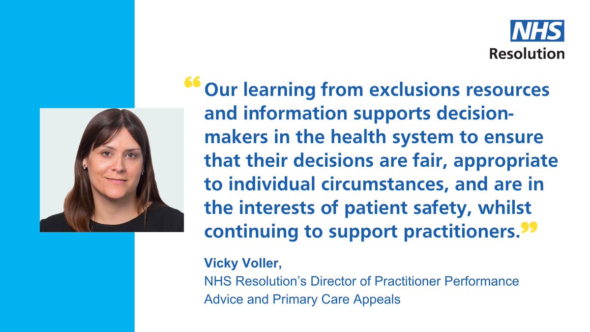 NHSResolution's tweet photo. Our #Exclusions resource helps healthcare leaders make the right decisions, ensuring patients &amp; staff are protected from harm &amp; that doctors &amp; dentists are treated fairly, in line with a just &amp; learning culture
➡️ https://t.co/8d2lVQb2Tm

#PractitionerPerformanceAdvice #BeingFair https://t.co/EOVAzzVEKv