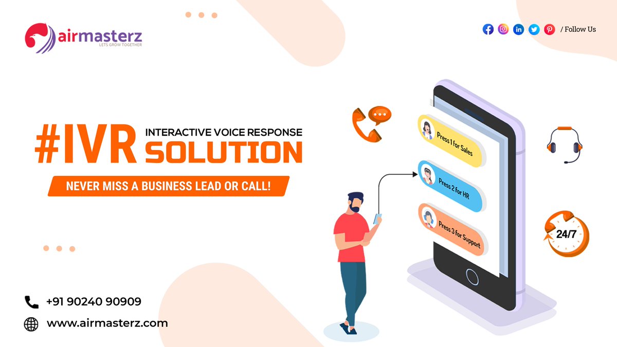 air_masterz's tweet photo. Convert Your Normal Number Into IVR Number So That You Won't Miss Any Business Calls.
Try Now !!!
Call: +91-90240-90909
Website: https://t.co/pDehNFJ6V7
#ivr #voiceover #ivrservice #ivrsolution #ivrnumber #airmasterz https://t.co/S1QyjZkLKn
