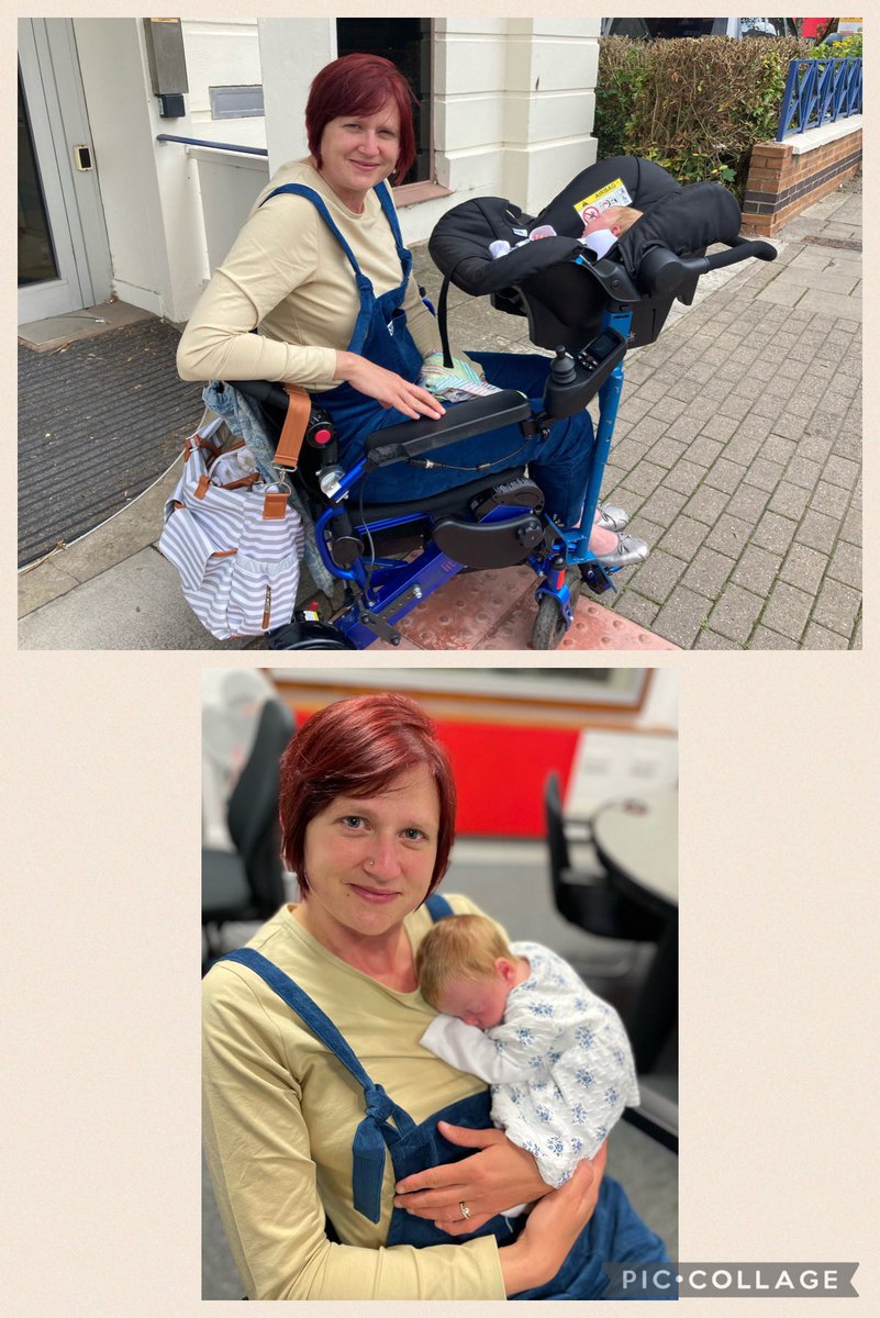 Pregnant Laura worked with Marc @cirencesterfab1 to create an adapted pram to allow her to push her newborn in her wheelchair “like any other Mum” Update- newborn Evelyn Rose loves it too! ❤️