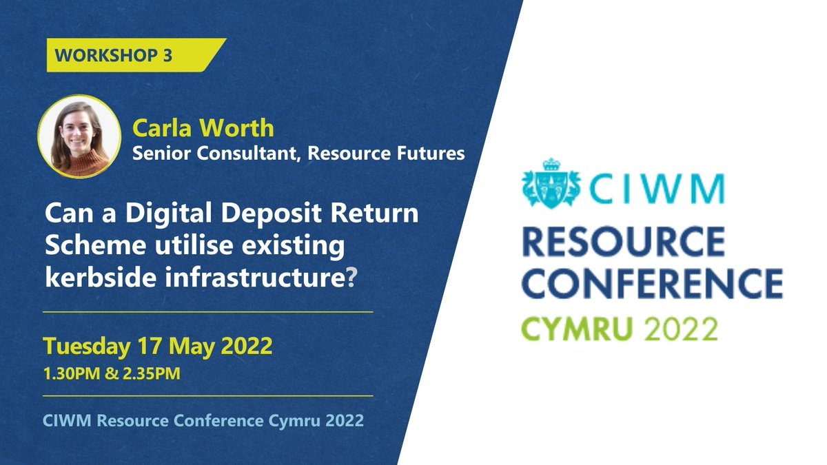resourcefutures's tweet photo. "Allowing householders the option to redeem and return in-scope DRS containers at the kerbside could place the UK at the forefront of digitalisation and innovation."
Catch Resource Futures Senior Consultant @CarlaWorthDP with @PolytagUk at #ciwmresource22 1.30pm today!
@CIWM https://t.co/WxQoY8cjKn