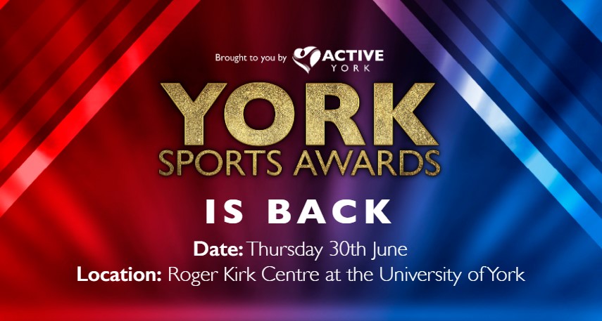 UniOfYork's tweet photo. We're proud to be sponsoring the @active_york and @CityOfYork 2022 York Sports Awards. The ceremony takes place at the University on 30 June. 
Nominations are open now for individual, team, school and workplace categories: https://t.co/rwteTGoSVW https://t.co/72SP0brtMb