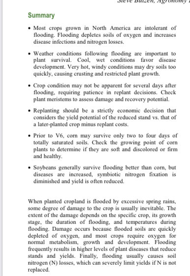 Unfortunately getting some calls on ponding water. Some areas received 80+ mm in a 24 hour period. Here is a summary from our Crop Insights on how crops can handle excess moisture. Hoping the water gets away in the next 24-48 hrs! #ontag #PondingWater #AgronomyFacts