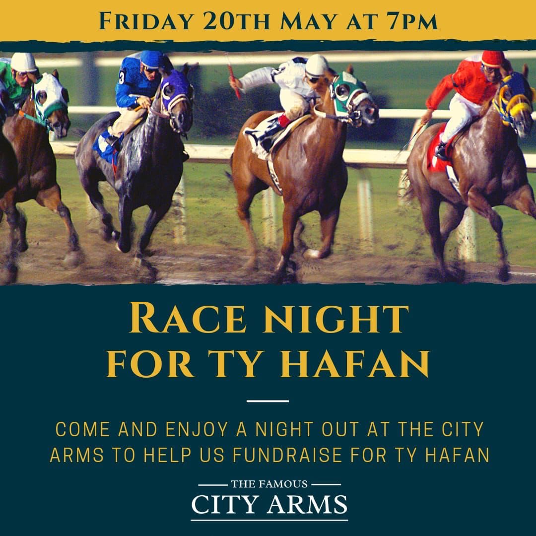 Fancy a flutter ? All for a great cause. Come and join our race night in aid of <a href="/tyhafan/">Tŷ Hafan Children's Hospice</a> this friday <a href="/cityarmscardiff/">The City Arms</a>