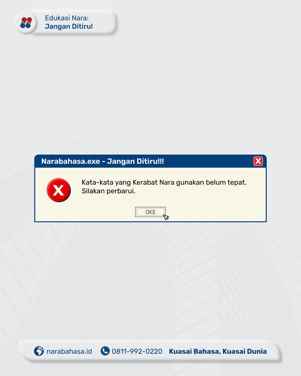narabahasa's tweet photo. Jangan ditiru, ya, Kerabat Nara. 🥺 https://t.co/zZsfxNTSE3