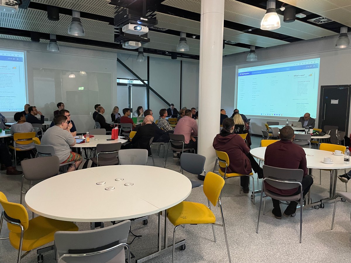 AppsAnywhere's tweet photo. We're having a great time at our UK User Day at @KingstonUni talking with our incredible customers about what's new in AppsAnywhere!
#networking #userday #london #software #softwaredelivery
#highered #HEIT #appsanywhere #IT #kingston https://t.co/gHnrHMzitt