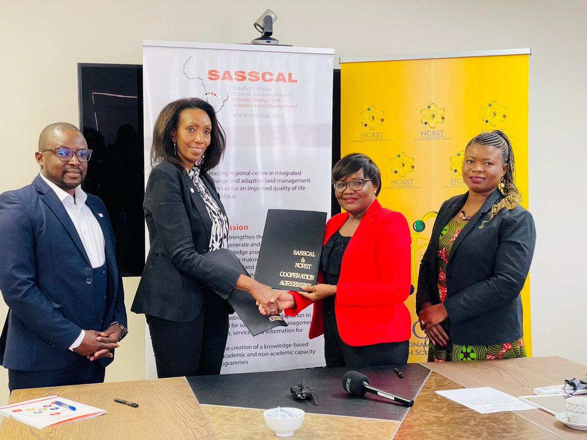 NCRST &amp; SASSCAL have signed an MoU to establish a strategic partnership with the aim of developing complementary scientific research, institutional &amp; capacity development activities by needs-driven cooperative projects that support their respective missions &amp; objectives.