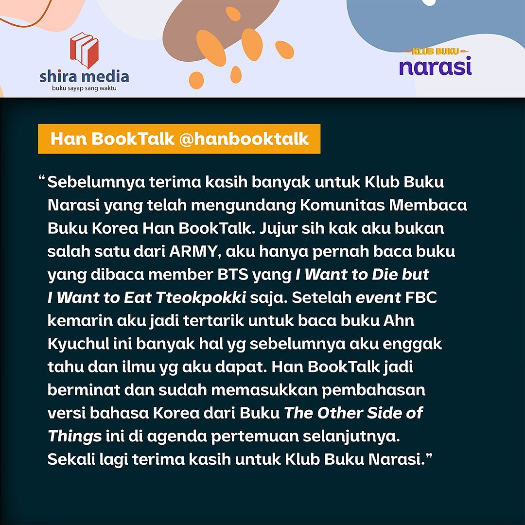 BTS_AHC_IDN's tweet photo. Semoga bisa bertemu lagi di lain kesempatan ๐ฅฐ
#BTSreads #Book #BTSARMY #BTS_AHC_IDN https://t.co/QLAKutf8SJ