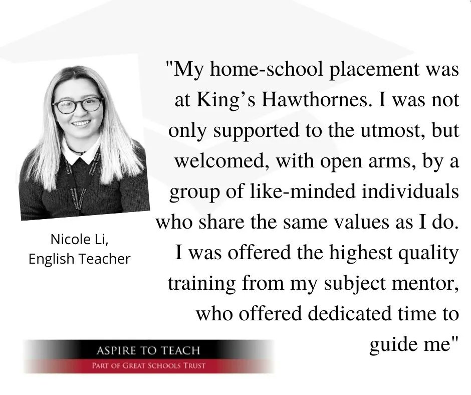 Nicole Li, English Teacher on  the importance of being mentored during her PGCE on School Direct <a href="/getintoteaching/">Teaching</a> <a href="/GSTschools/">Great Schools Trust</a> #ASPIRE