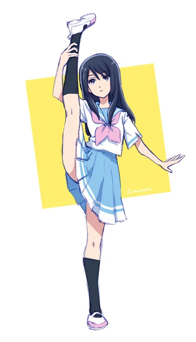 昨日ポーズやらなんやらを麗奈で練習してたときに書いたI字バランス。に色つけました。普通にできそう。 