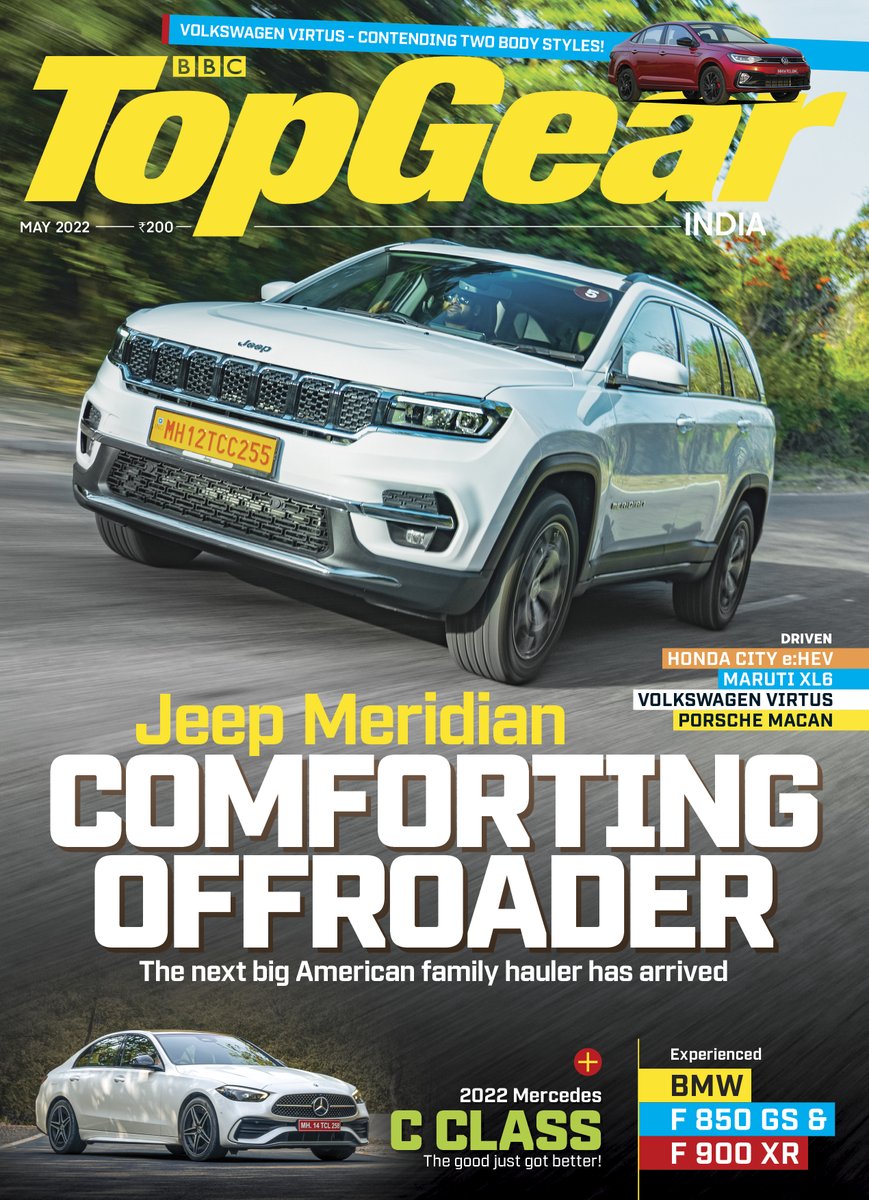 somaniramesh's tweet photo. May 2022 Issue of @TopGearMagIndia is out and it packs in First Drive Reviews to the brim and then some more .....
#jeepmeridian #mercedescclass #volkswagenvirtus #hondacity #cars #topgearmagazine https://t.co/qBYzQmrv3u