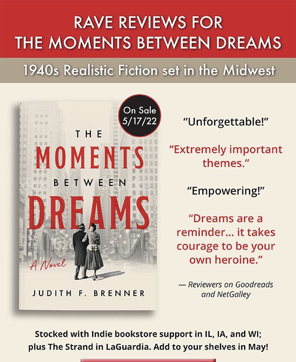 WriteEdit4U's tweet photo. May 17 is pub day for The Moments Between Dreams in Paperback and eBook! The novel tells a 1940s tale that will have readers shout, "Get out!" Find out why it's not easy to leave, then &amp; now. #booksthatmakeyouthink #MotivationalWomensFiction  #FamilyLifeFiction https://t.co/wv8vXLjgDV