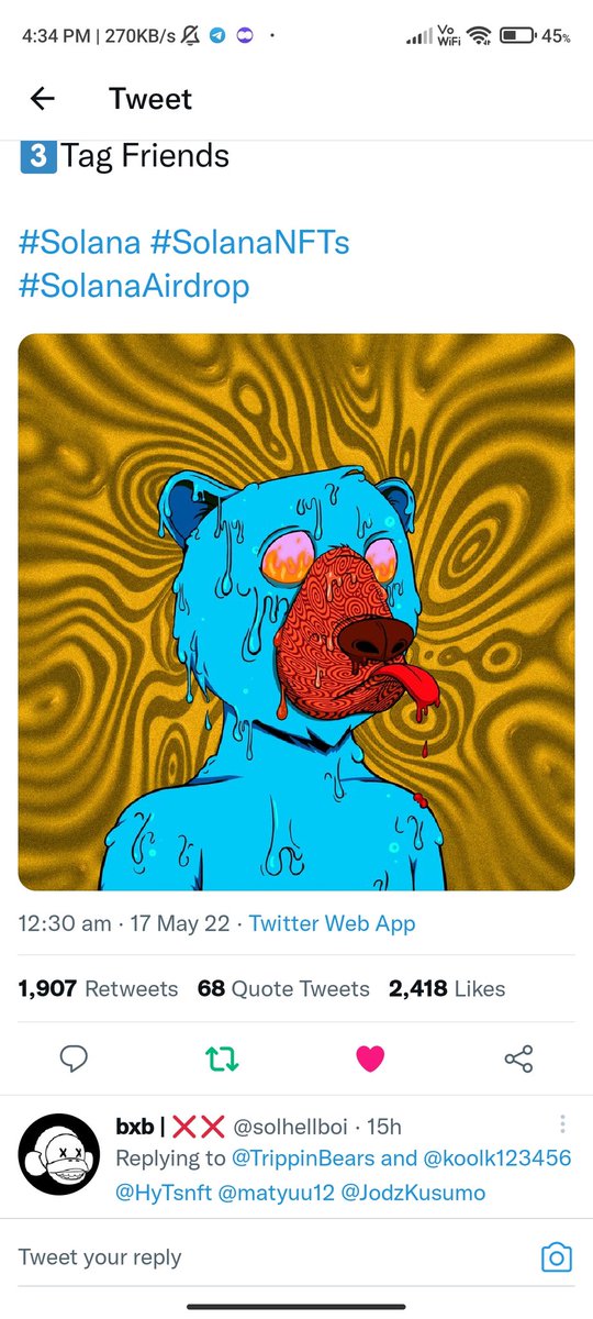 silly_punks's tweet photo. @TrippinBears TRIPPIN BEAR A NEW SOLANA PROJECT. IT CAN EASILY BEAT OKAYBEARSS!!! WHITELIST IS ALSO OPEN 10 INVITE OR 10 LEVEL CLAIM YOUR SPOT FAST OR YOU MAY GET LATE..
#nft #Airdrop #project https://t.co/lG2ziXQ7YN