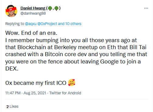 NFTethics's tweet photo. 8/ Zagabond has an investment banking background (like quite a few NFT influencers) and moved after a brief stint at Amazon to Google, before spending the last 4 years at 0x Labs. He mentioned that he left his job in September 2021, which is confirmed by his now deleted tweet. https://t.co/rBN5DWZ30L