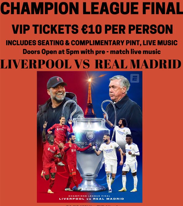 thehopsbar's tweet photo. This one is for you Liverpool fans! We'll be hosting a big outdoor fanzone marquee for the Champions League Final!
Call 041 987 7700 or email events@thedhotel.com https://t.co/bYUPaGbThQ