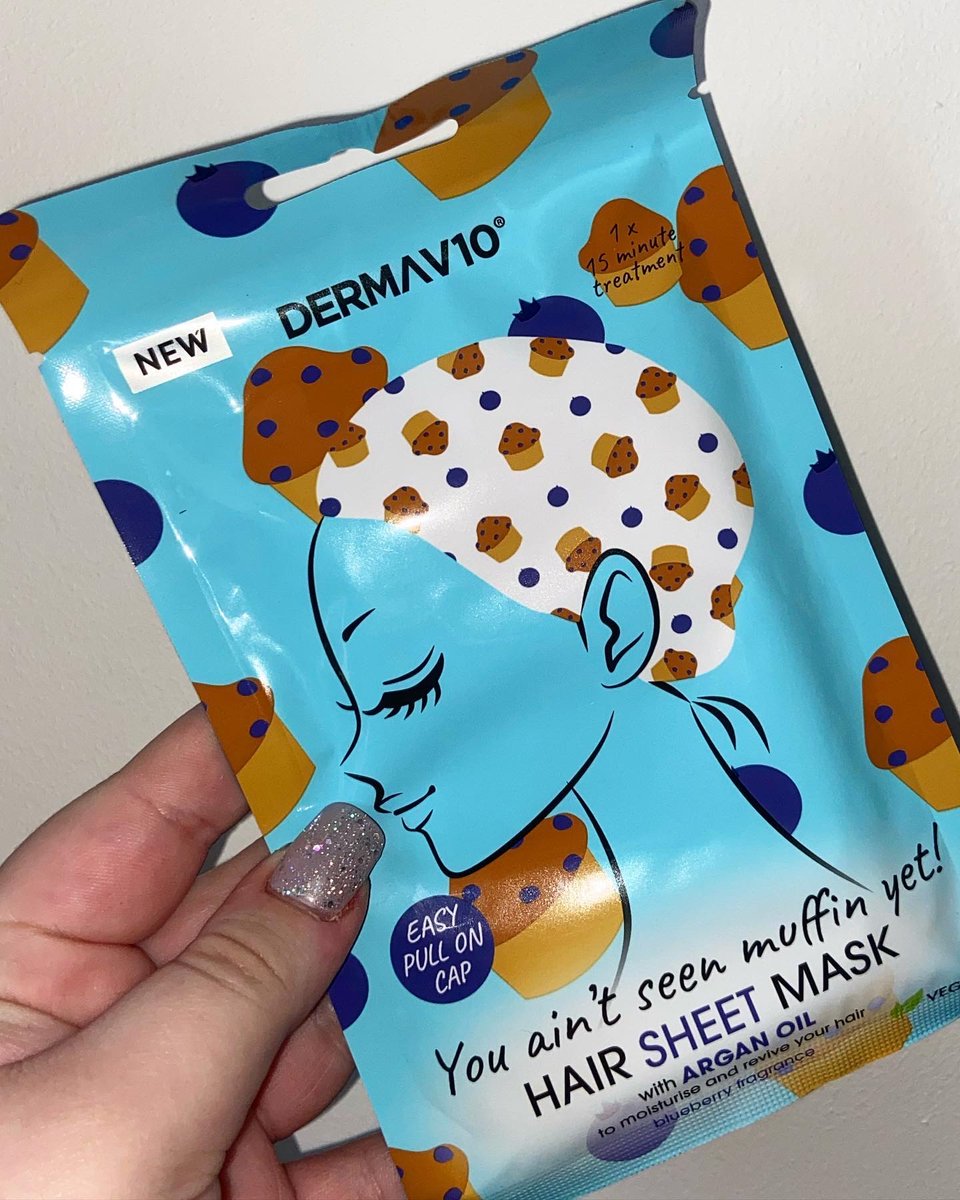 DermaV10's tweet photo. You ain’t seen muffin yet.. until you’ve tried our Blueberry Muffin printed hair mask! 🧁
Get yours now at @poundland 💰
#poundland #muffin #hairmask #blueberrymuffin #dermav10 https://t.co/W0OthLQ6gy