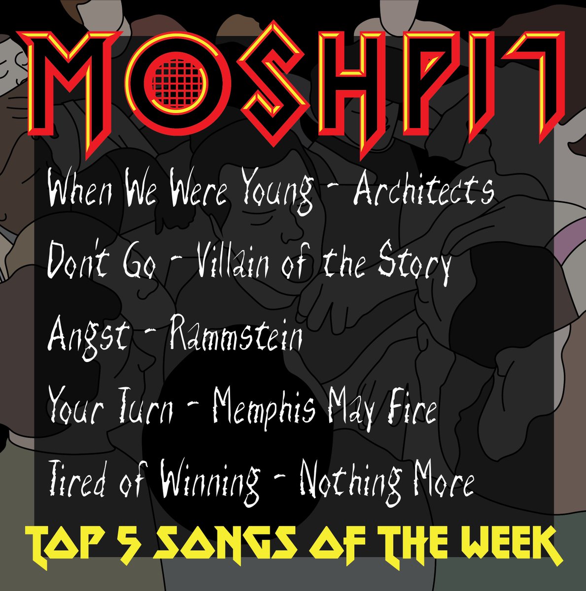 TheMoshPitFM's tweet photo. MoshPit top 5 songs for week ending Sat 14th May and @Architectsuk are on top of the pile for another week. Tune in on the 21st to see if they can #3pete

#metalFamily #Music #HairMetal #Glam #Metal #Rock #RockNRoll #HeavyMetal #MetalFan #aberdeen #scotland https://t.co/bS42bLCdYB