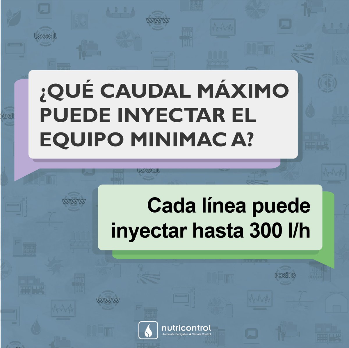 Nutricontrol_es's tweet photo. 🤔¿Qué caudal máximo puede inyectar un equipo de fertirrigación Minimac A?
✅Cada línea puede inyectar hasta 300 l/h consiguiendo así una mayor rentabilidad y producción.
📥Escríbenos para cualquier consulta, estaremos encantados de ayudarte.
#NTC_FAQs #fertirrigacion https://t.co/rgrw7PSMG7