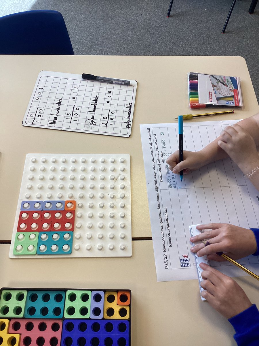 AcklamWhin's tweet photo. Year 4 have been completing a Numicon investigation this morning, involving tenths and hundredths. Super work! #year4maths #numiconfun https://t.co/U5YFTkL8Mi
